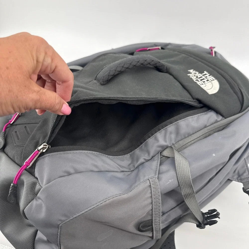 The North Face Surge Backpack Gray Black Pink FlexVent Laptop Bag Mens Womens